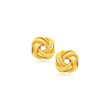 14k Yellow Gold Intertwined Love Knot Stud Earrings - 0