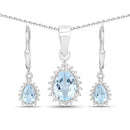 2.00 Carat Genuine Blue Topaz and White Topaz .925 Sterling Silver Jewelry Set-1