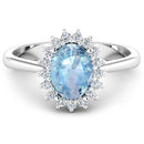 1.62 Carat Genuine Aquamarine and White Diamond 14K White Gold Ring-3