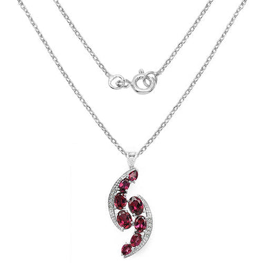 7.29 Carat Genuine Rhodolite & White Topaz .925 Sterling Silver Pendant - 0