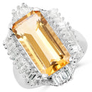 9.13 Carat Genuine Citrine & White Topaz .925 Sterling Silver Ring-1