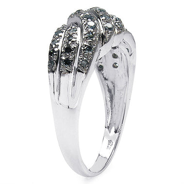 0.36 Carat Genuine Blue Diamond .925 Sterling Silver Ring - 0