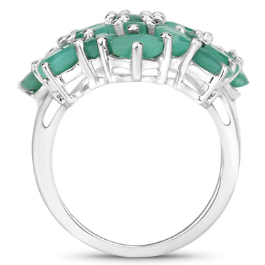 5.88 Carat Genuine Emerald .925 Sterling Silver Ring - 0