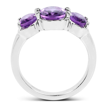 3.20 Carat Genuine Amethyst .925 Sterling Silver Ring - 0