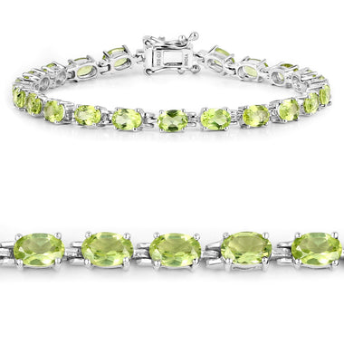 8.61 Carat Genuine Peridot .925 Sterling Silver Bracelet - 0