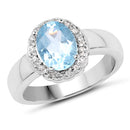 2.58 Carat Genuine  Blue Topaz and White Topaz .925 Sterling Silver Ring-1