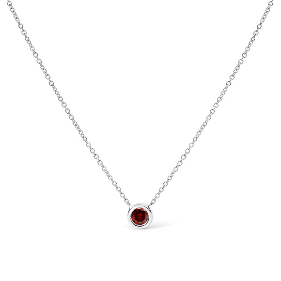 14K White Gold 1/2 Cttw Red Lab Grown Diamond Bezel-Set Solitaire 18" Pendant Necklace (Red Color, VS1-VS2 Clarity)