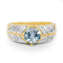 14K Yellow Gold Plated 1.70 Carat Genuine Blue Topaz .925 Sterling Silver Ring-3