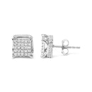 10K White Gold 1/2 Cttw Princess Cut Diamond Square Shaped Multi Stone Stud Earrings (H-I Color, SI1-SI2 Clarity)-3