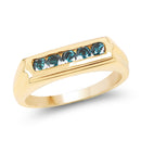 14K Yellow Gold Plated 0.40 Carat Genuine Blue Diamond .925 Sterling Silver Ring-1