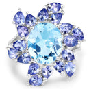 6.52 Carat Genuine Blue Topaz & Tanzanite .925 Sterling Silver Ring-3