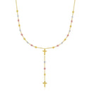 14k Tri-Color Gold Rosary Chain Necklace-1