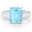 5.78 Carat Genuine Swiss Blue Topaz and White Topaz .925 Sterling Silver Ring-3