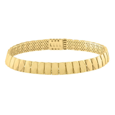 14k Yellow Gold Diamond Shaped Tile Length Bracelet (7.10 mm) - 0