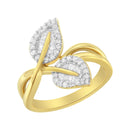 10K Yellow Gold 3/8 Cttw Round and Baguette-Cut Diamond Leaf Cocktail Ring - Size 7 (I-J Color, I1-I2 Clarity)-1
