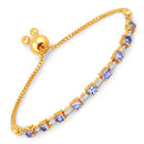 1.56 Carat Genuine Tanzanite and White Diamond .925 Sterling Silver Bracelet-1