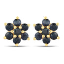 0.84 Carat Genuine Blue Sapphire 10K Yellow Gold Earrings-2