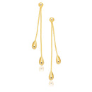 14k Yellow Gold Double Drop Long Earrings-1