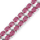 20.03 Carat Glass Filled Ruby and White Topaz .925 Sterling Silver Bracelet-3