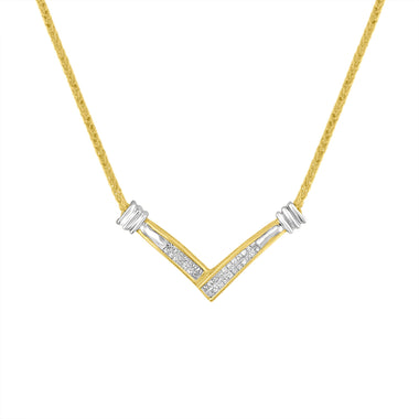 14K Yellow and White Gold 1/4 Cttw Princess Cut Diamond Channel-Set â€œVâ€ Shape 18" Pendant Necklace (H-I Color, SI2-I1 Clarity)