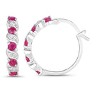 1.38 Carat Genuine Ruby and White Topaz .925 Sterling Silver Earrings-2