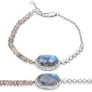 17.49 Carat Genuine Labradorite and White Topaz .925 Sterling Silver Bracelet-1