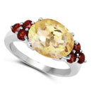 5.52 Carat Genuine Citrine and Garnet .925 Sterling Silver Ring-2