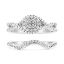 .925 Sterling Silver 1/6 Cttw Diamond Composite Halo and Split Shank Bridal Set Ring and Band  (I-J Color, I3 Clarity) - Size 7-2