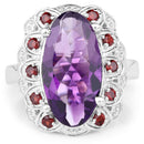 6.40 Carat Genuine Amethyst and Garnet .925 Sterling Silver Ring-3
