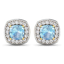 1.95 Carat Genuine Aquamarine and White Diamond 14K Yellow Gold Earrings-1