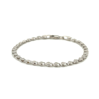 2.9mm 14k White Gold Heart Anklet - 0
