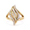 10K Yellow Gold 1/2 Cttw Round and Baguette Cut Diamond Cocktail Ring (H-I Color, I1-I2 Clarity)-1