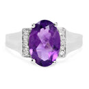 3.12 Carat Genuine  Amethyst and White Topaz .925 Sterling Silver Ring-3