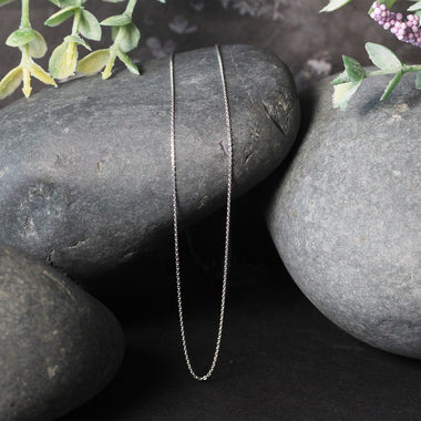 14k White Gold Cable Link Chain 0.5mm - 0