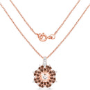 18K Rose Gold Plated 1.61 Carat Genuine Morganite, Smoky Quartz and White Zircon .925 Sterling Silver Pendant-2