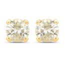 0.98 Carat Genuine LB Diamond 14K Yellow Gold Earrings-1