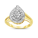 14K Yellow and White Gold 1.00 Cttw Round and Baguette-Cut Diamond Ballerina Cocktail Ring (H-I Color, SI2-I1 Clarity)-2