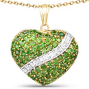 14K Yellow Gold Plated 4.51 Carat Genuine Chrome Diopside and White Topaz .925 Sterling Silver Pendant-1