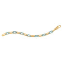 14k Yellow Gold Turquoise Paperclip Gem Link Bracelet (7.00 mm)-3