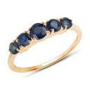 1.05 Carat Genuine Blue Sapphire and White Diamond 14K Yellow Gold Ring-1