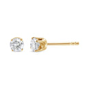 AGS Certified 14K Yellow Gold 1/2 Cttw 4 Prong Set Brilliant Round-Cut Solitaire Diamond Push Back Stud Earrings (O-P, Color, SI2-I1 Clarity)-3