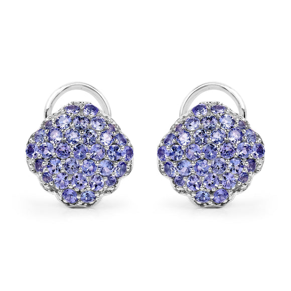 3.14 Carat Genuine Tanzanite .925 Sterling Silver Earrings