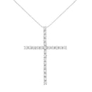 .925 Sterling Silver 3.0 Cttw Round Shape Diamond 1-1/2" Cross Pendant with Box Chain Necklace (I-J Color, I2-I3 Clarity) - 18"-2