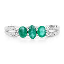 0.53 Carat Genuine Zambian Emerald and White Diamond 14K White Gold Ring-3