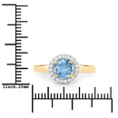 1.03 Carat Genuine Blue Sapphire and White Diamond 14K Yellow Gold Ring-3