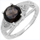 2.59 Carat Genuine Smoky Quartz & White Topaz .925 Sterling Silver Ring-1