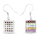 4.32 Carat Genuine Multi Stones .925 Sterling Silver Earrings-3