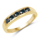 14K Yellow Gold Plated 0.80 Carat Genuine Blue Diamond .925 Sterling Silver Ring-1