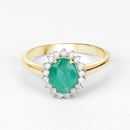 1.39 Carat Genuine Zambian Emerald and White Diamond 10K Yellow Gold Ring-4