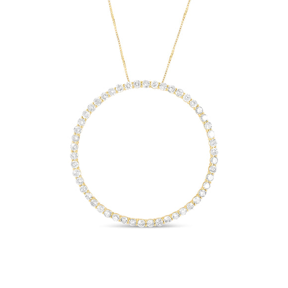 10K Yellow Gold Plated .925 Sterling Silver 4 Cttw Diamond Circle Hoop 18" Pendant Necklace (J-K Color, I1-I2 Clarity)